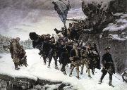Gustaf Cederstrom bringing home the body of king karl xll of sweden oil painting reproduction